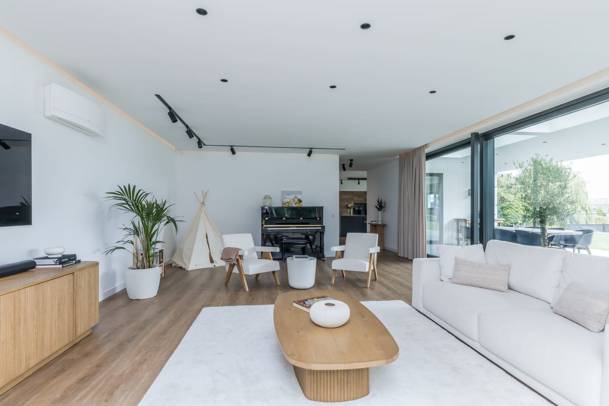 Living room across the full width